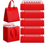 50 sacchetti isolati per la consegna di alimenti caldi e freddi, frutti di mare, pizza, caffè e altro ancora, sacchetti termici ecologici per la consegna (rosso, 50 pezzi)