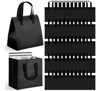 50 sacchetti isolati per la consegna di alimenti caldi e freddi, frutti di mare, pizza, caffè e altro ancora, sacchetti termici ecologici per la consegna (nero, 50 pezzi)