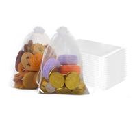 50 Sacchetti Organza 13x18 cm Bianco Trasparente Coulisse - Borsa Portagioi Matrimonio Lavanda