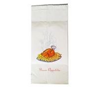 50 Sacchetti pollo allo spiedo - Formato cm. 17x38 - Buste di carta larice antigrasso per pollo arrosto con stampa generica a colori