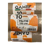 50 SACCHI EXTRA RESISTENTI 70X110 AMBRA 110 LITRI GAMEF PER RIFIUTI 3428