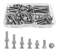 50 set (100 pezzi) di carriage Bolts and Nuts Washers Kit, M5, testa tonda in acciaio inox, collo quadrato, Coach vite con dadi a flangia, per legno, metallo, muratura applicazioni (16/20/25/30/40 mm)