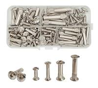 50 Set (100 Pezzi) Viti per Mobili M4/M6 Con Manicotto - Acciaio Nichelato per Collegamento di Mobili, Connettori per Armadi (16/25/35mm)