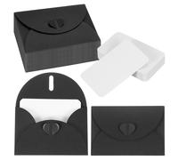 50 Set 4.1x3" Mini Buste Con Chiusura A Cuore E Cartoncini Bianchi, Nero