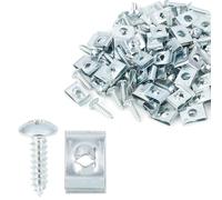 50 Set 4.2x16mm Auto Clips U Clip Vite Assortimento Argentato