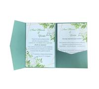 50 set di biglietti d'invito for matrimonio con tasca a tre ante, stampa personalizzata, inviti for fidanzamento, compleanno, battesimo, for matrimonio, fidanzamento, anniversario (rosso)(Dark Green)