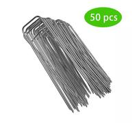 50/Set Graffette da Giardino in Acciaio U-Peg Picchetti da Giardino Graffette da