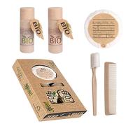 50 Set Igiene completi in confezione Bio | Welcome pack per strutture ricettive, 5 pezzi | 100% biologico | Amenities di benvenuto per hotel e strutture turistiche
