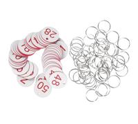 50 Set Targhette Rotonde con Numeri, Anelli, Acrilico Ferro Bianco | Dispositivo per Rimuovere Antitaccheggio, per Centri Commerciali e Marcatura, Pratiche, Facili da Appendere e Pulire