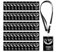 50 Sets Porta Badge Cordini per badge VIP con carte VIP Pass in plastica VIP Badge Lanyards Badge di sicurezza VIP Pass Card per Dietro le quinte Festa Concerto Evento 7x10cm