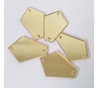 50 specchi a trapezio, per cucire su toppe, strass con retro piatto in acrilico dorato, per la decorazione di capi d’abbigliamento 25x15mm Oro