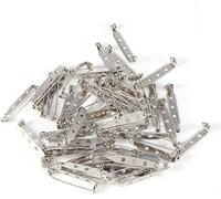 50 spille con chiusura a spillo color argento, spille di sicurezza for gioielli, distintivi da 32 mm