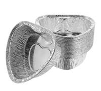 50 stampi usa e getta in alluminio per crostate, mini stampi per tortine di uova (50 pezzi a forma di cuore argento)