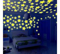 50 stelle adesive che si illuminano al buio per soffitto, stelle luminose 3D, per decorazione della stanza, regalo di compleanno (giallo, 3 cm)