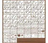 50 stencil a forma di lettere dell'alfabeto, riutilizzabili, in plastica, numeri, simboli, lettere, stencil per pittura su legno, fai da te, proiettile, diario, scrapbooking, cartelli, arte da parete