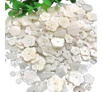 50 Stück Pflaumenblüten-Perlen, Stampo per Bottiglie Perdere Aus Muscheln, Schnitztechnik, Zum DIY Schmuckzubehör Kunsthandwerk Nähen Schmuck Bastel Weihnachten Hochzeit Zubehör Bracciali, Weiß, 15 mm