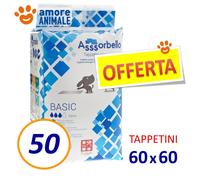 50 TAPPETINI Assorbello 60x60 BASIC - Traverse assorbenti per cani ex Fuss Dog