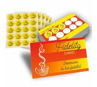 50 Tessere Fedeltà + 500 Bollini a Colori Inclusi. Fidelity Card per Bar Caffetteria. Carte Fedeltà Punti Complete di Etichette Adesive da Incollare nelle 10 Caselle per Fidelizzare la Clientela