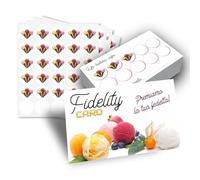 50 Tessere Fedeltà + 500 Bollini a Colori Inclusi. Fidelity Card per Bar Gelateria. Carte Fedeltà Punti Complete di Adesivi da Incollare nelle Caselle per Ringraziare e Fidelizzare la Clientela