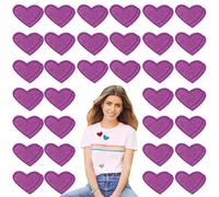 50 toppe termoadesive a forma di cuore, da cucire o termoadesive, applicate per vestiti, pantaloni, cappelli, jeans (viola)