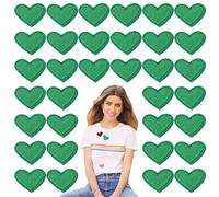 50 toppe termoadesive a forma di cuore, da cucire o termoadesive, applicate per vestiti, pantaloni, cappelli, jeans (verde scuro)