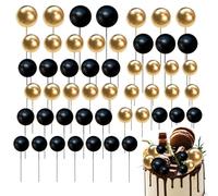 50 topper per torta a palloncino, in schiuma, colore nero e oro, decorazioni per torte, decorazioni per torte di compleanno e matrimoni