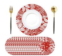 50 tovagliette di carta natale, rotonde tovagliette di carta foglie di rosso, natalizie tovagliette usa e getta rotonde, Ø 34 cm, decorazione per vacanze, feste, casa, fattoria
