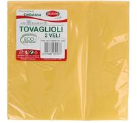 50 Tovaglioli 33x33cm Biodegradabili 2 Veli Giallo