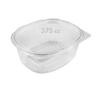 50 Vaschette 375cc per Alimenti Usa e Getta con Coperchio Ovali Trasparenti in Pet Misura Contenitori con Coperchio Unito Trasparente Chiusura ermetica MADE IN ITALY (375 cc)