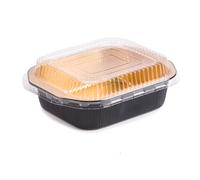 50 Vaschette Alluminio ECLIPSE Nere e Oro - Contenitori Alimenti Asporto