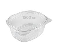 50 Vaschette per Alimenti Usa e Getta con Coperchio Ovali Trasparenti in Pet Misura Contenitori con Coperchio Unito Trasparente Chiusura ermetica MADE IN ITALY (1500 cc)