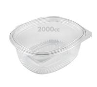 50 Vaschette per Alimenti Usa e Getta con Coperchio Ovali Trasparenti in Pet Misura Contenitori con Coperchio Unito Trasparente Chiusura ermetica MADE IN ITALY (2000cc)