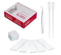 50 vetrini microscopio, 100 microscopio, bianco rotondo levigato, microscopio, vetrini trasparenti, microscopio con pinzetta, per laboratorio biologia scientifica studio