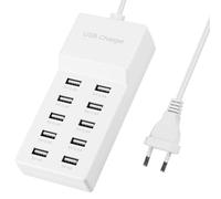 50 W Caricabatterie USB Multiple 10 Port Stazione di Ricarica Multi Porte di Alimentazione Compatibile con iPhone 12 13 14 15 16 Samsung S21 S22 S23 S24 Z Flod Z Flip iPad Xiaomi Huawei Oppo OnePlus