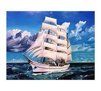 (50 x 40 cm) DIY Square Diamond Painting Full Drill Pittura con Diamanti Quadrati 5D Fai Da Te Barca a Vela Mosaico con Numeri con Strass Quadrati Ricamo a Punto Croce Decorazioni Artistiche su Tela