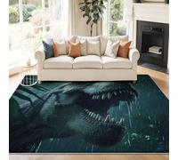 50 x 80 cm Tappeto Cameretta Bambini Dinosauro T-Rex Giungla Antiscivolo Facile da Pulire Tappeto, Verde Marrone Morbido Pelo Corto Lavabile Fluffy Tappeti per Salotto, Camera Letto, Sala Pranzo, Casa