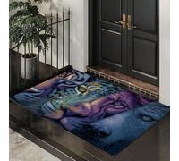 50 x 80 cm Tappeto - Incrocio Tra Tigre Leopardo Zerbino Morbido Per Ingresso E Interno, TPR Fondo Antiscivolo, Facile Da Pulire - Animale Oscuro Tappeto Viola-Blu