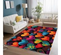 50 x 80 cm Tappeto Salotto Astratto Amore Linee Stampa Pelo Corto Morbido Tappeto Scendiletto Camera da Letto, Colorato Antiscivolo Tappeti Lavabili per Cameretta Bambino