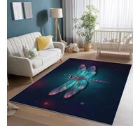 50 x 80 cm Tappeto Salotto Fantasia Libellula Arte Stampa Pelo Corto Morbido Tappeto Scendiletto Camera da Letto, Viola Ciano Antiscivolo Tappeti Lavabili per Cameretta Bambino