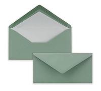 50 x buste da lettera DIN lunga - Eucalyptus con interno in seta bianca - 11 x 22 cm - 110 g/m² - ideali per inviti, biglietti di Natale, biglietti di auguri della serie FarbenFroh