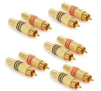 50 x COPPIA CONNETTORI RCA MASCHIO spinotti RCA volante placcato oro 24K 100 Pz