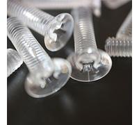 Caterpillar Red 50 x Dadi e bulloni Svasati a Croce, Plastica Acrilica Trasparente, M4 x 20mm - Viti in Plastica Acrilica, Vite a Testa Svasata