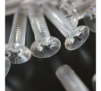 Caterpillar Red 50 x Dadi e bulloni Svasati a Croce, Plastica Acrilica Trasparente, M5 x 20mm - Viti in Plastica Acrilica, Vite a Testa Svasata