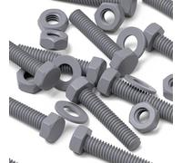 50 x Viti a Testa Esagonale Grigio, dadi e bulloni in plastica PVC, resistenti all'ossidazione, resistenti all'acqua, forti, UPVC, M4 x 20 mm