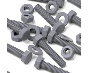 50 x Viti a Testa Esagonale Grigio, dadi e bulloni in plastica PVC, resistenti all'ossidazione, resistenti all'acqua, forti, UPVC, M4 x 20 mm