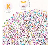 500/1000 Pezzi In Un Pacchetto, 7x4mm Perline Acriliche Alla Moda Con Lettere Colorate Su Sfondo Bianco, Utilizzate Per La Creazione Fai Da Te Di Braccialetti, Collane E Gioielli Con Perline Stile 3-7