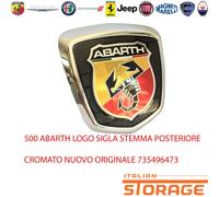 500 ABARTH LOGO SIGLA STEMMA POSTERIORE CROMATO NUOVO ORIGINALE 735496473