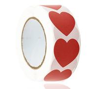 500 adesivi a forma di cuore, colore rosso, autoadesivi, per matrimonio, San Valentino, compleanno, confezione e decorazione per scrapbooking, matrimonio, 2,5 cm, 1 rotolo