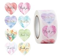 500 adesivi a forma di cuore con scritta "Thank You", 25 mm, per buste, biglietti, matrimoni, San Valentino, forniture per piccole imprese