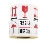 500 adesivi - Etichetta con stampa: Fragile - Keep Dry | 98 mm x 78 mm | Autoadesivo